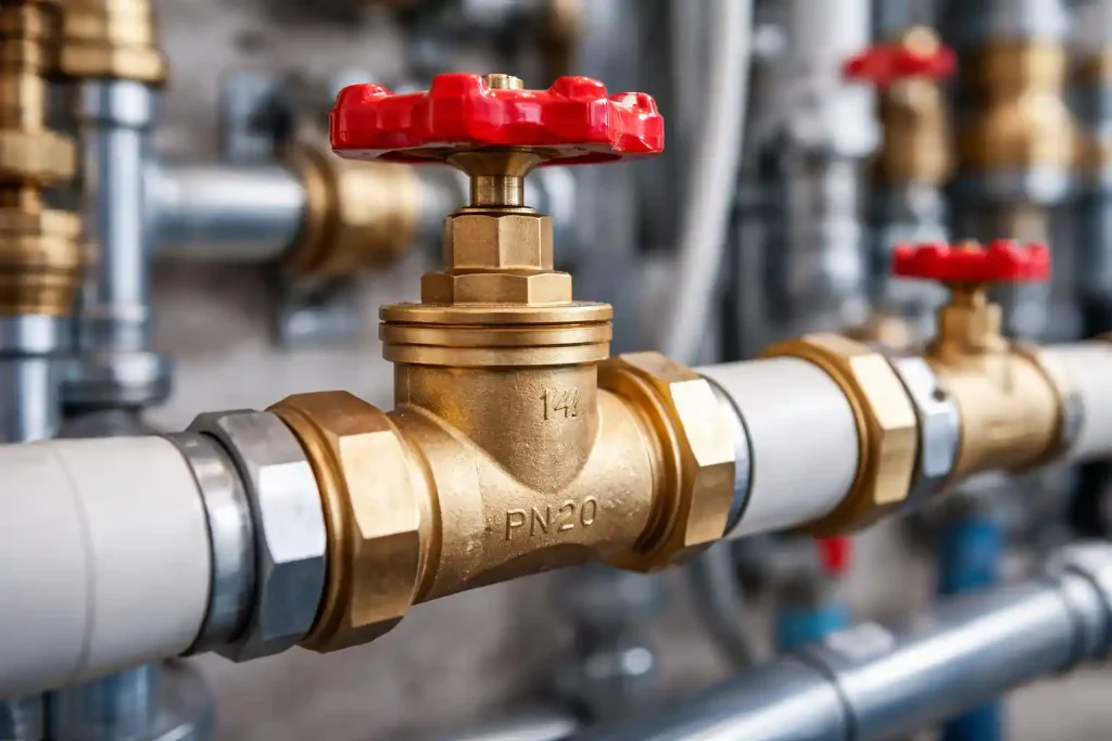 نصب اصولی شیر فلکه برنجی در سیستم لوله‌کشی آب ساختمان
